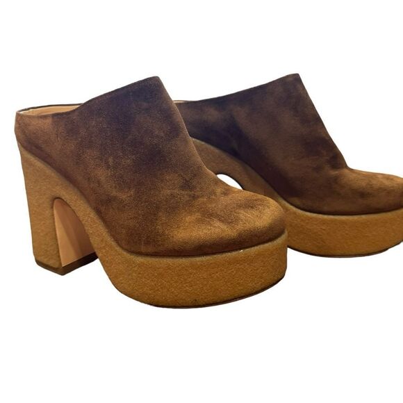 Revolve Attilio Giusti Leombruni AGL Sista Platform Suede Leather Mule Clog 37.5 - Picture 6 of 12